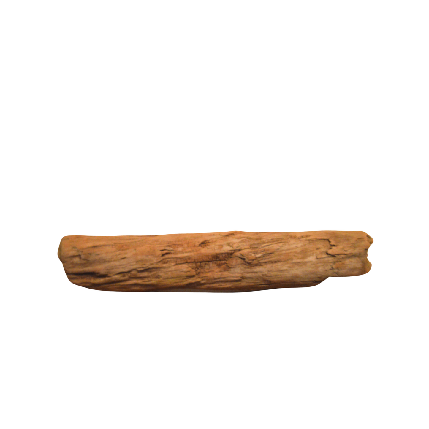 Weathered Driftwood Log, Tan. White Background.